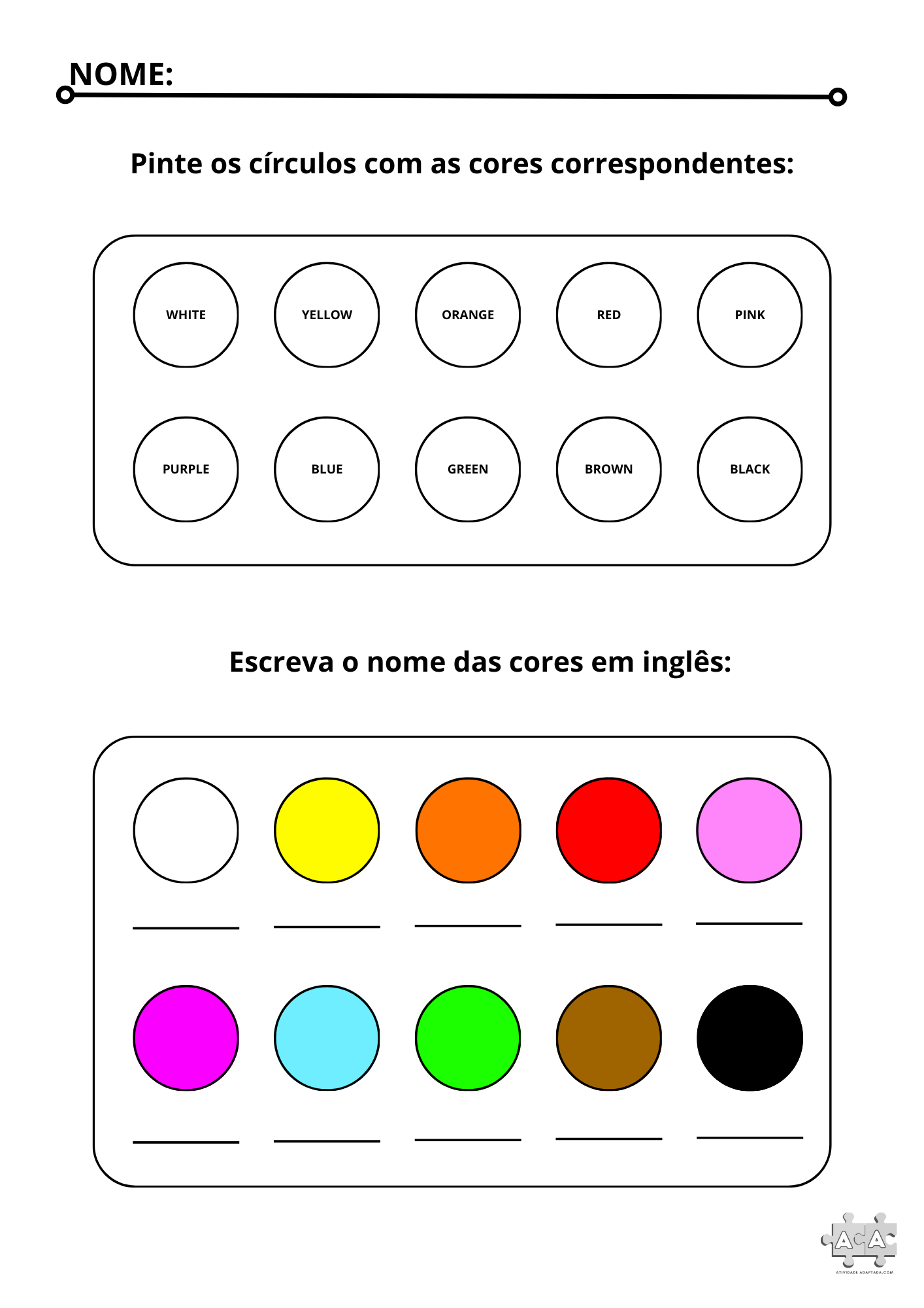 Cores em inglês