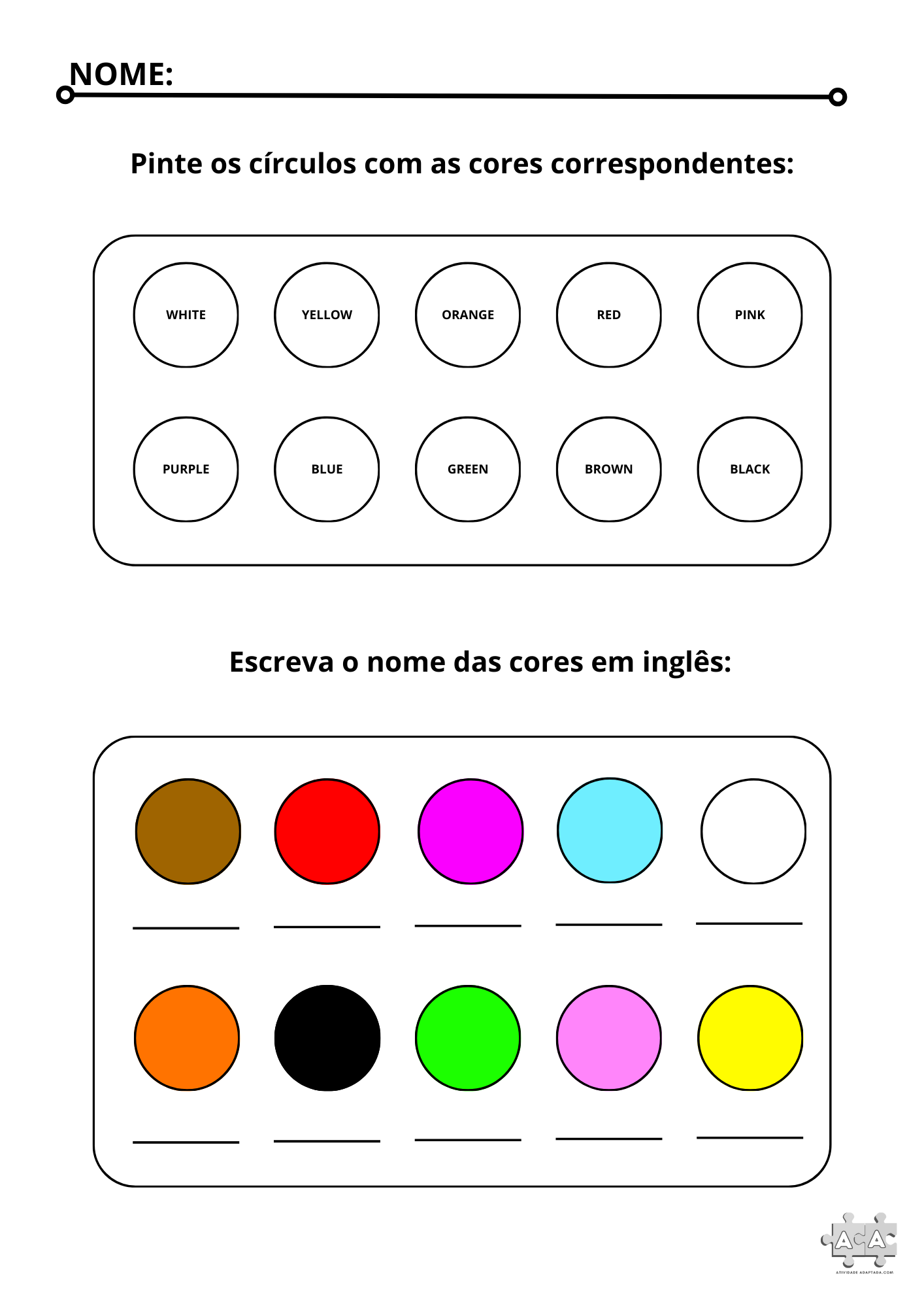 Cores em inglês (embaralhado)