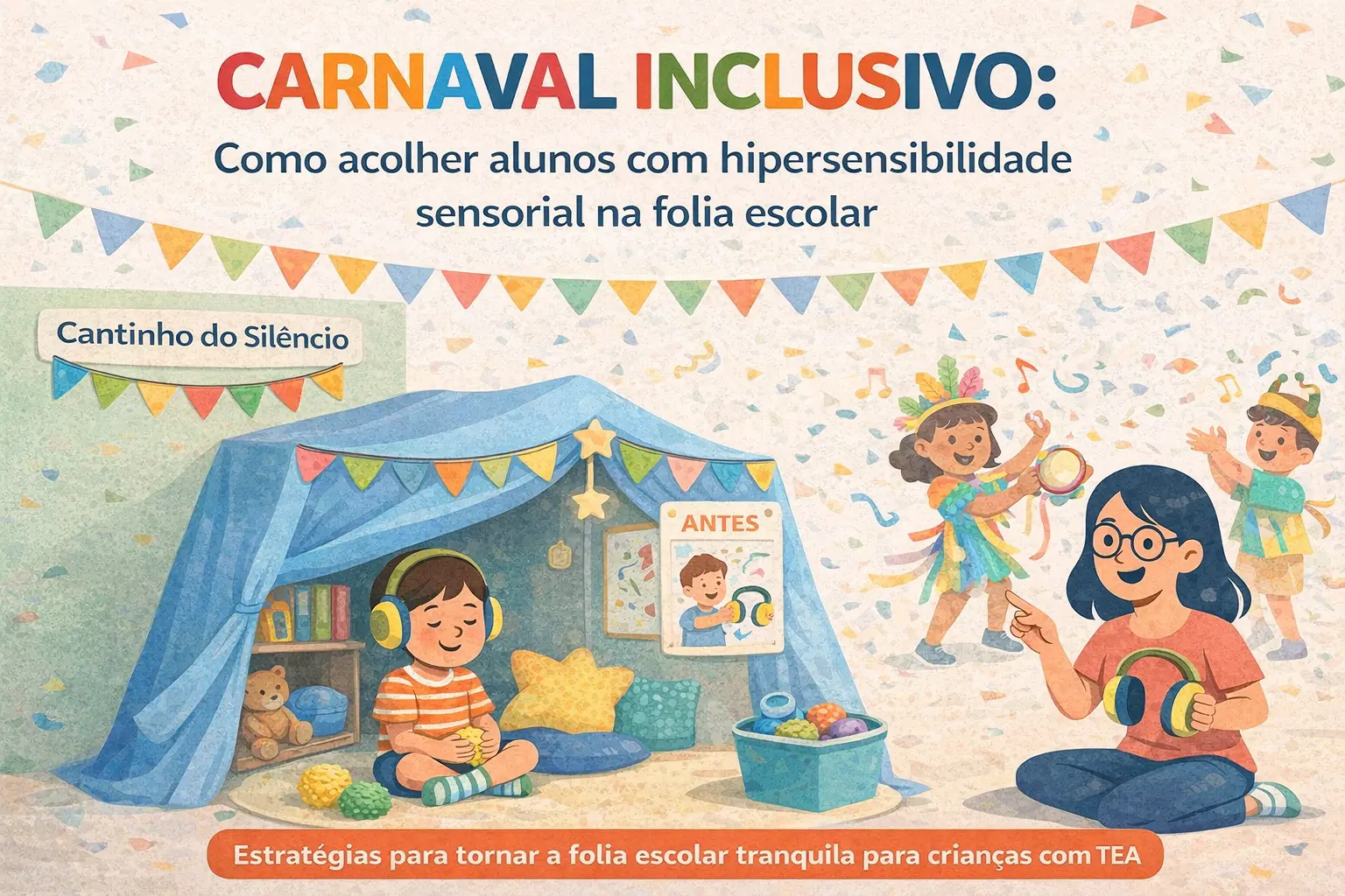 Crianças brincando carnaval de forma inclusiva